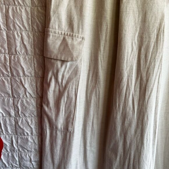 WORTHINGTON Ivory Linen blend wide palazzo cargo pants sz 10 - Picture 3 of 12
